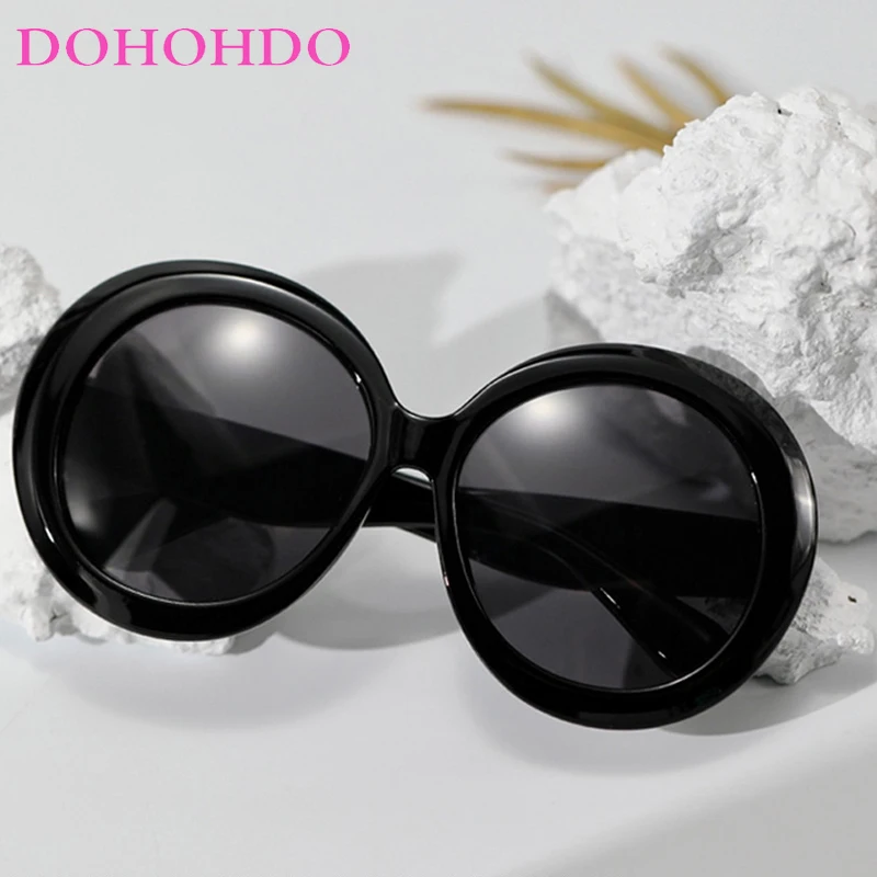 DOHOHDO Vintage Big Round Women Men Sunglasses Oversized Gradient Sun Glasses Male Fashion Luxury Brand Designer Mirror Shades