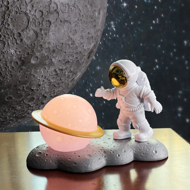 Astronaut Action Figures Table Ornaments Spaceman Sculpture Figurines Moon Night Glowing Kids Room Home Decor for Birthday Gifts