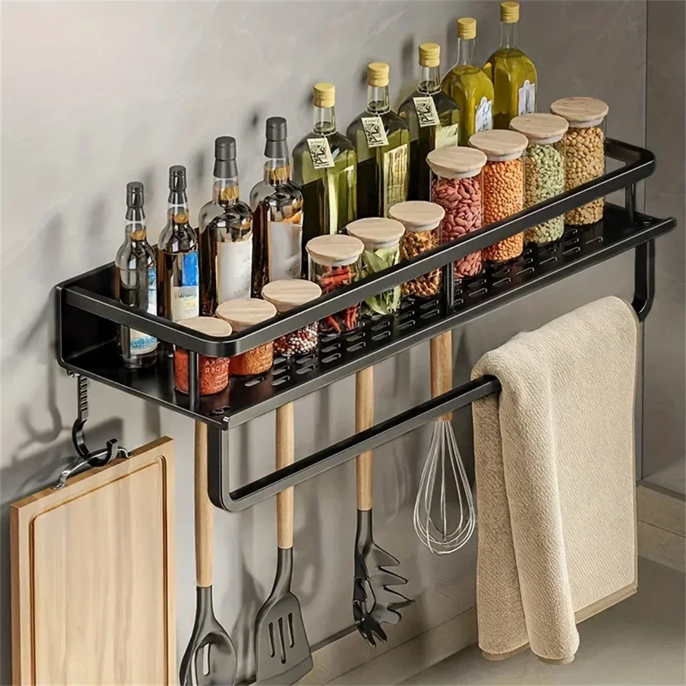 Wall Shelf Kitchen Bathroom Multifunctional Storage Shelf Kitchen Desktop Supplies Organizer Shelf Wall Mounted Shelf