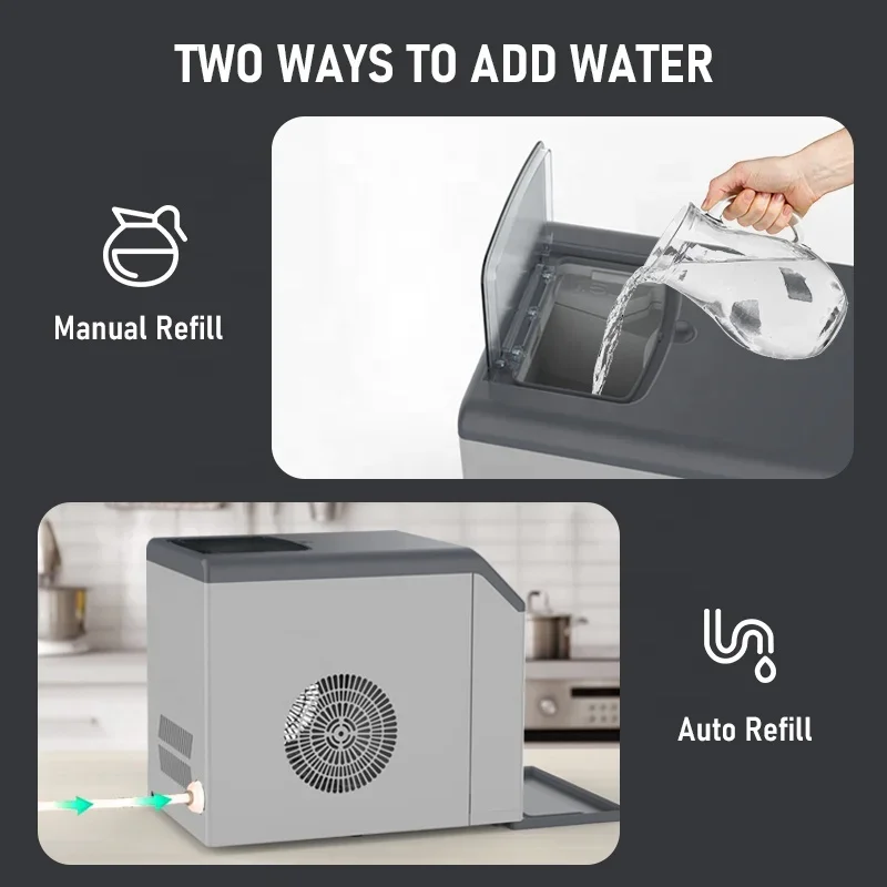 33LBS/24H Commercial Ice Maker Machine Self-Cleaning Countertop Ice Maker for Home Kitchen Party