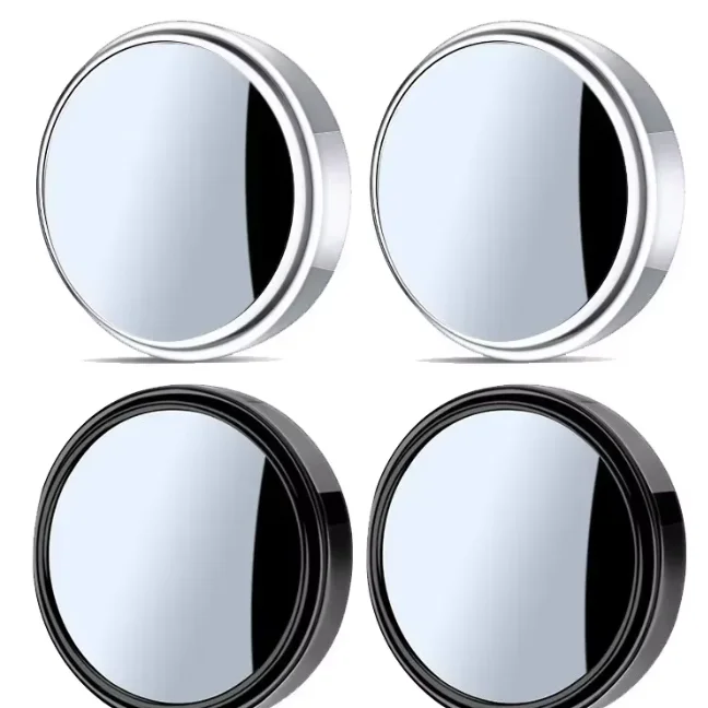 2Pcs round Frame Blind Spot Mirror Car Accessories Convex Wide-Angle 360 Degree Adjustable Clear Rearview Safety Driving Convex