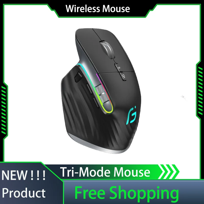 Multi Device Tri-Mode Wireless Bluetooth E-Sports Mouse 2.4g Portable Optical Ergonomics Design Right Hand Laptop Office Gift