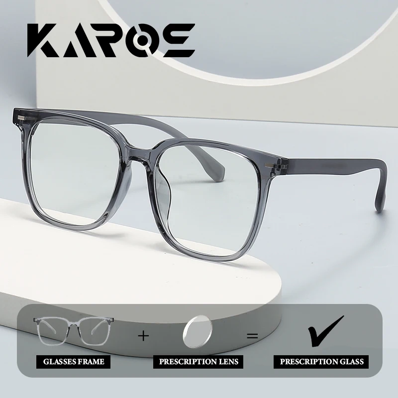 

KAROS Popular Large Round Frame Eyeglasses for Women Progressive Multifocal Lenses Anti-Blue Light Photochromic Custom