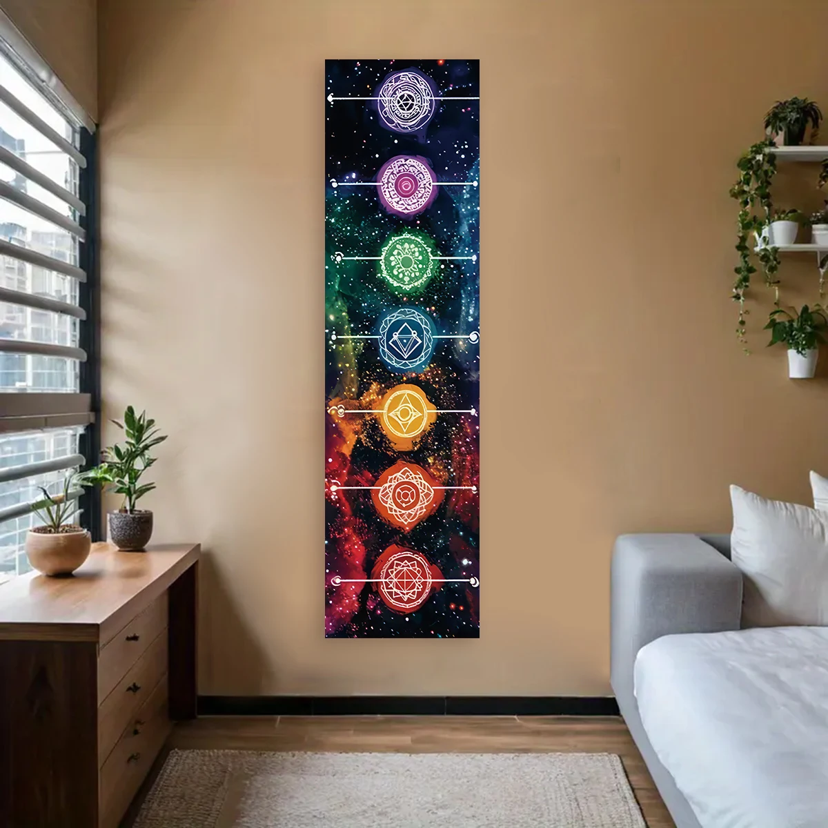 Galaxy Bunte Chakra Home Wanddekoration Wandteppich The Millky Way Mandala Regenbogen Chakra Kunst Wandteppich Wandbehang für Wohnzimmer