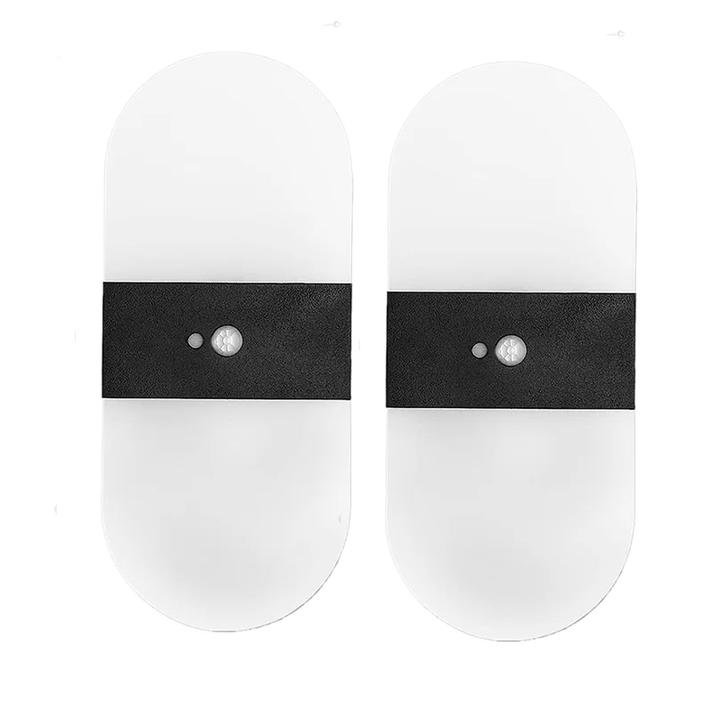 ABDJ-luz con sensor de movimiento, luces de pared con pilas, apliques de pared para interiores, luz LED de ahorro de energía, paquete de 2