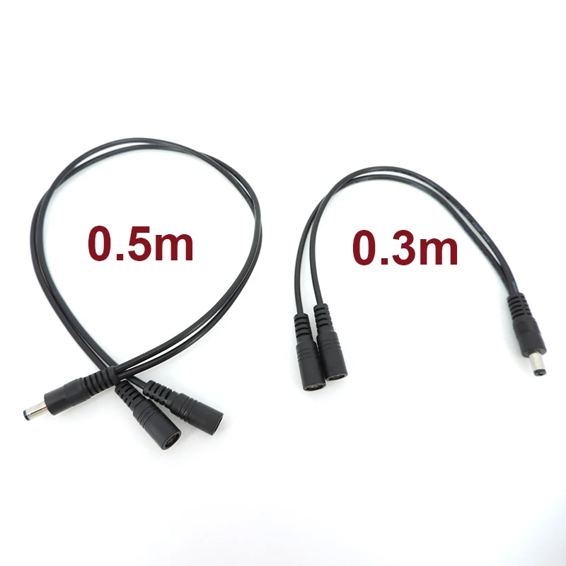 12v 2A 2 way 1 male 2 female DC  Power Splitter adapter Cable connector Plug extension for CCTV LED strip light 5.5mmx2.1mm w28