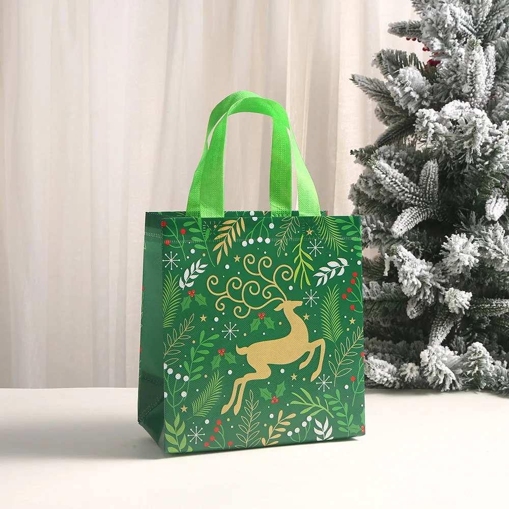 Merry Christmas Gift Bags Santa Snowman Elk Bell Handbag Xmas Holiday Party Supplies 2024 New Year Candy Gift Packaging Bag