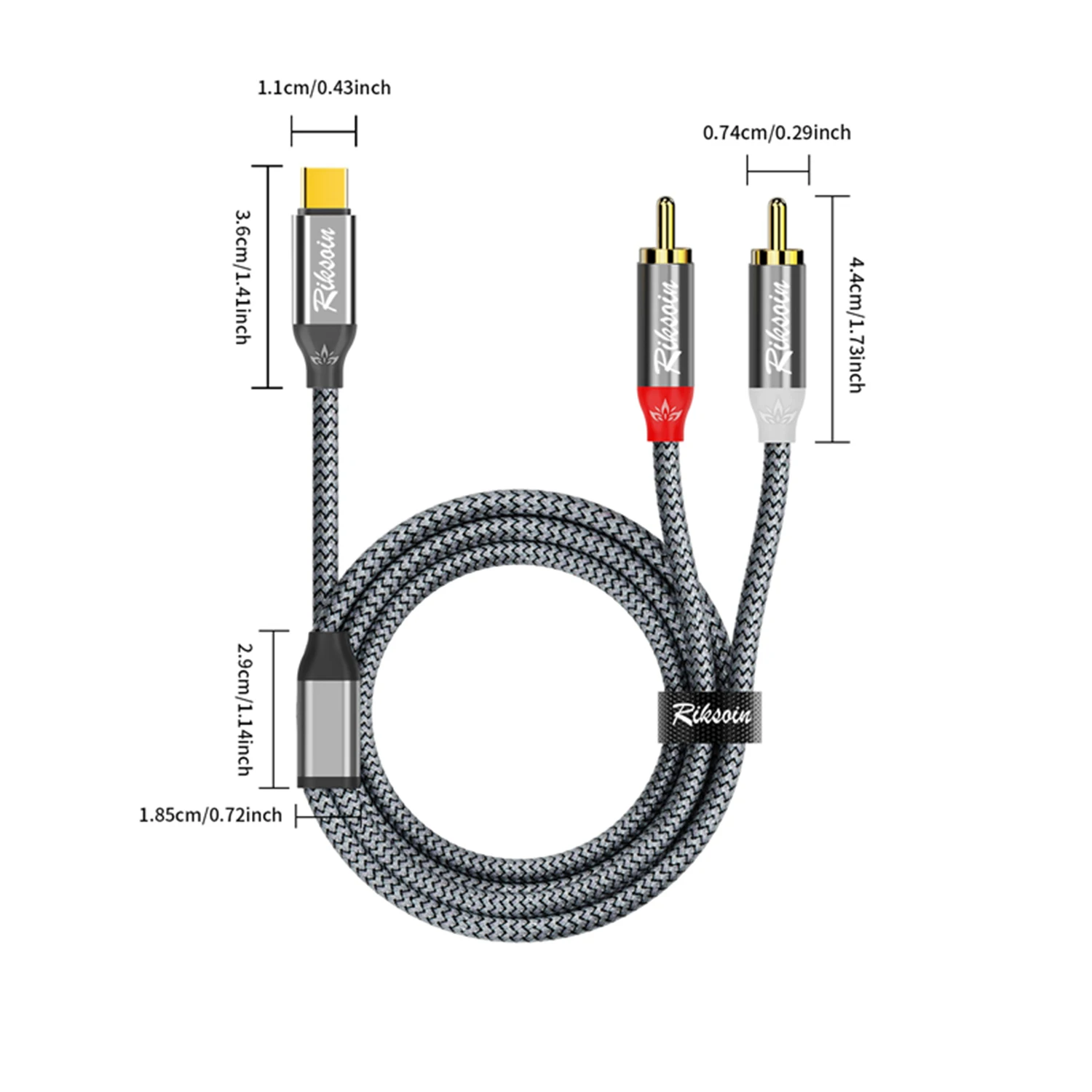USB C to 2RCA Stereo Cable Y Splitter Adapter Audio Cable Hi-Fi Sound RCA Stereo Connector for Cell Phone MP3 Specker Laptop view 6