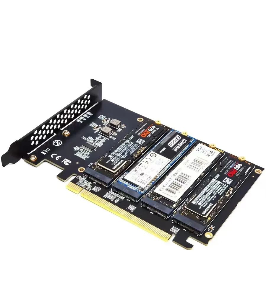 4 portas m.2 nvme ssd para pcie x16 adaptador conversor cartão suporte 2230/2242/2260/2280 host controlador placa de expansão indicador led