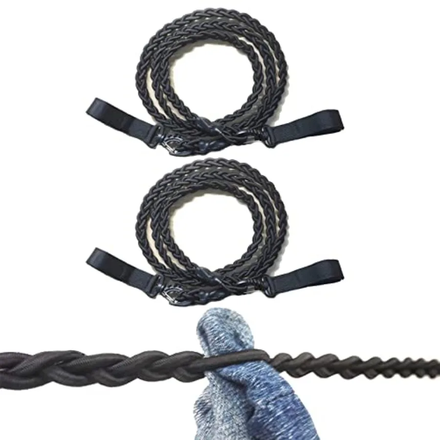 2 Pack Tri-Braided Cord Clothes Line Clothes Drying Rope Travel Clothesline Windproof Clothes Line for Longer Trips Where You N