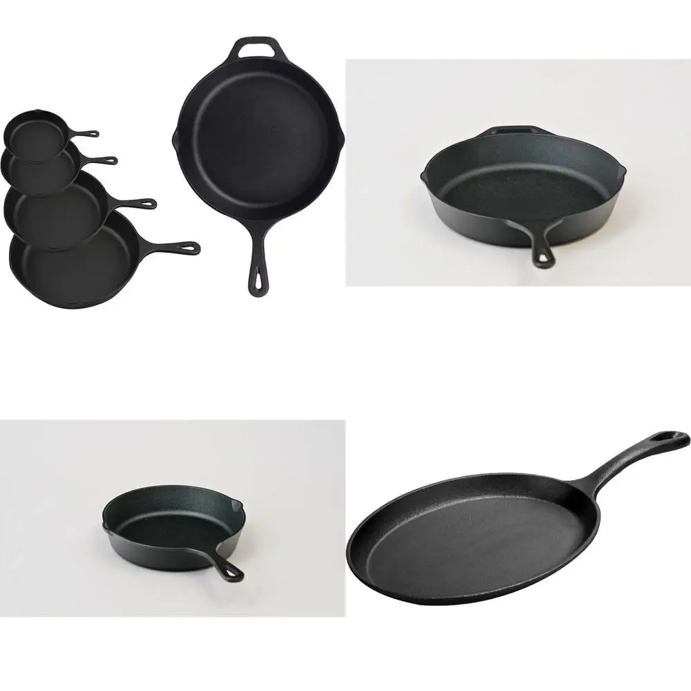 

5-Piece Cast Iron Skillet Set - Pre-Seasoned with Sizes 3, 5, 8, 9, and 12 Inch for Versatile Cooking