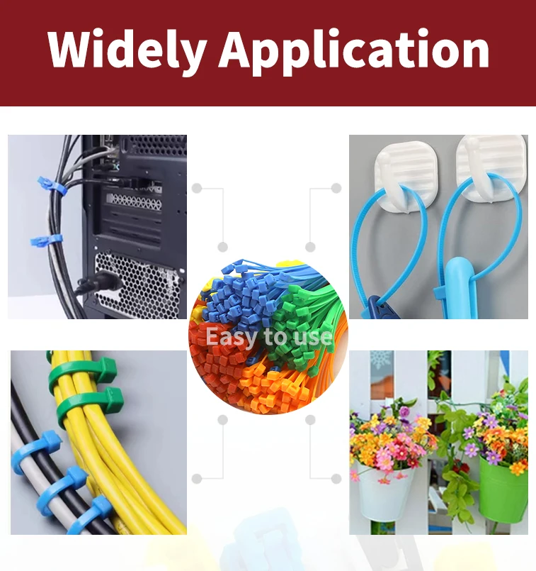 Colorido Nylon Zip Fastening laços, Self-Locking Strong Snap Fastener, Abraçadeiras e Abraçadeiras