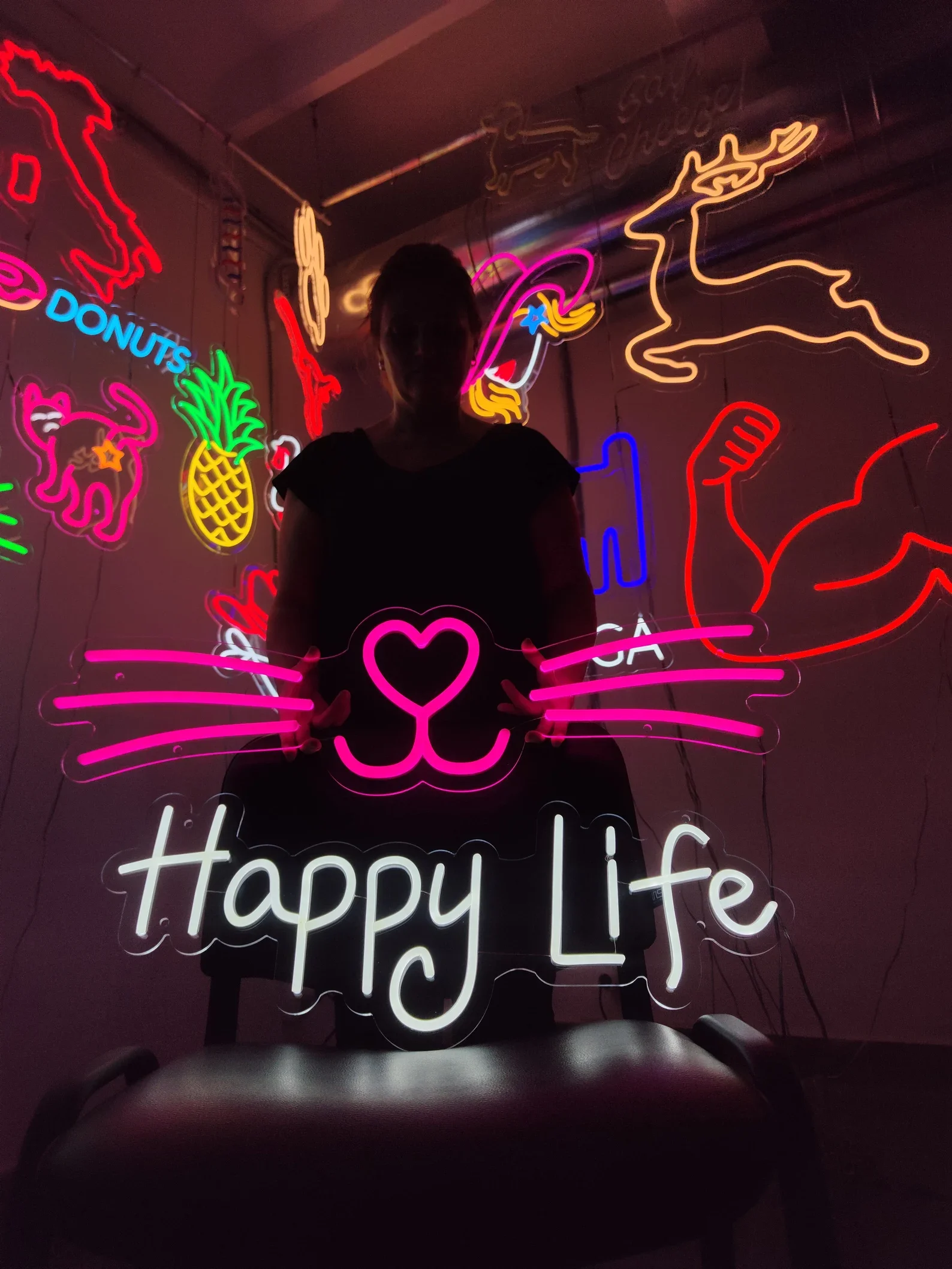 

Happy Life Neon Sign,Cat Neon Sign,Animal Shelter Decor Sign.Gift for Cat Lover