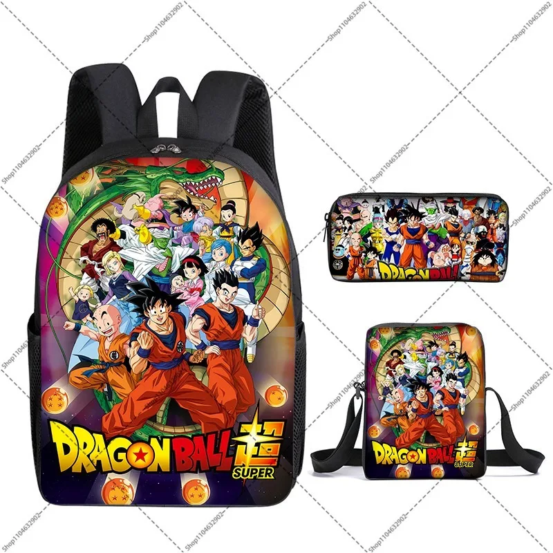 Dragon Ball Goku Anime 3Pcs Set Backpack Students Portable Schoolbag Lunch Bag and Pencil Case Back To School Supplies Gifts New view 2