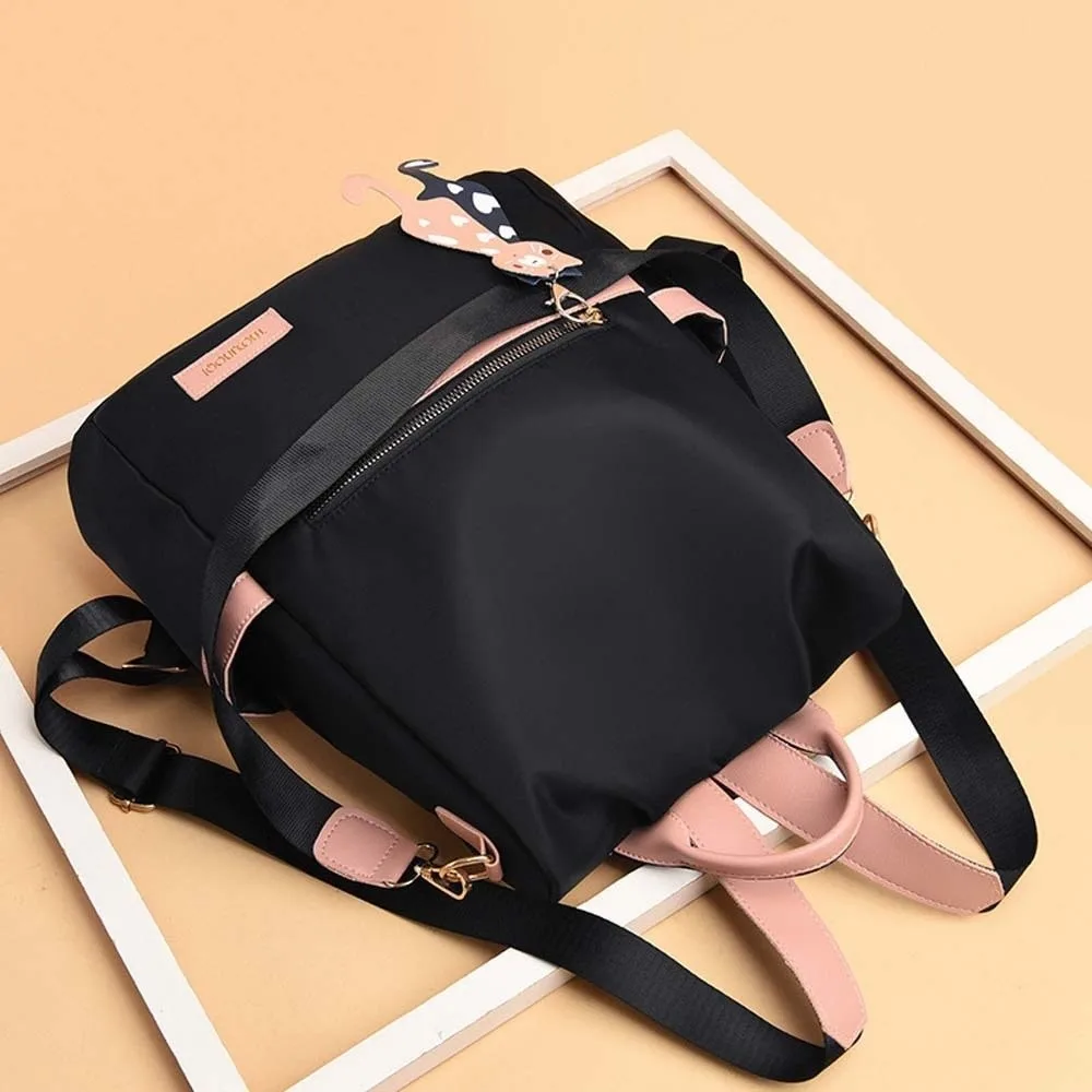 폴리 에스터 여성 일일 배낭 대용량 고양이 PU 펜던트 옥스포드 천 데이 팟 스크래치 방지 안티 스플래시 워터