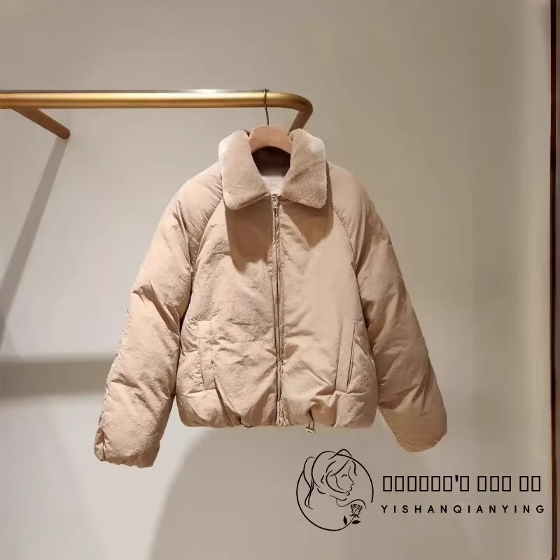 

Хлопковая стеганая куртка для женщин с меховым воротником, эластичными манжетами и вставками на плечах, осенне-зимняя новинка