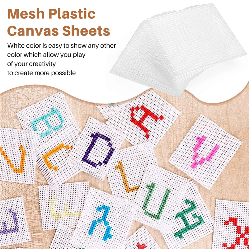 30 Pieces Plastic Mesh Canvas Sheets For Embroidery, Acrylic Yarn Crafting, Knit And Crochet Projects (10.6 X 10.6Cm)-ABHG