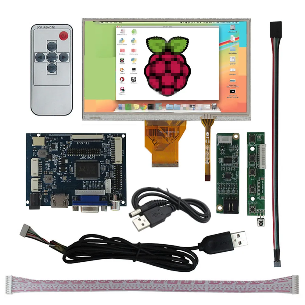 

7-inch 800*480 Screen LCD display VGA AV HDMI-compatible driver control board for Raspberry Pi PC sub screens Touch monitor