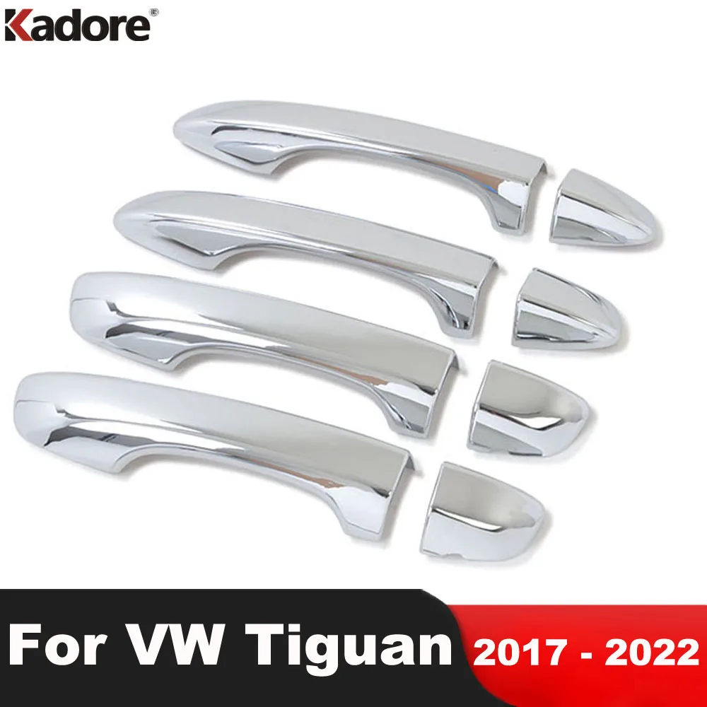 Door Handle Cover Trim For Volkswagen VW Tiguan 2017-2019 2020 2021 2022 Chrome Car Door Handle Catch Covers Overlay Accessories