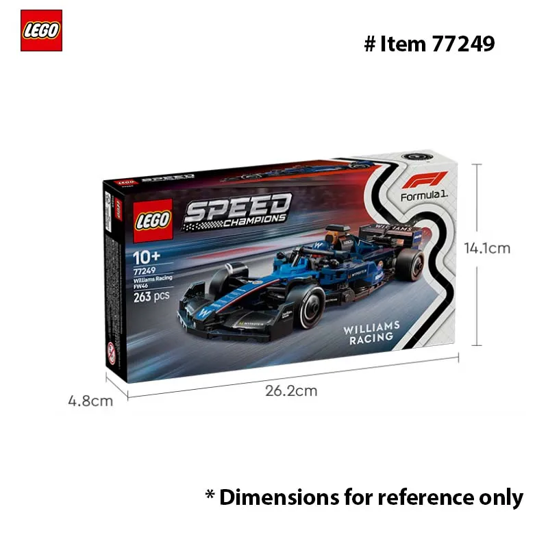 LEGO 77249 Speed Champions Williams Racing FW46 F1 Mainan Mobil Balap - Set Bangunan untuk Anak-anak, Mobil Mainan untuk Penggemar F1 263 Buah