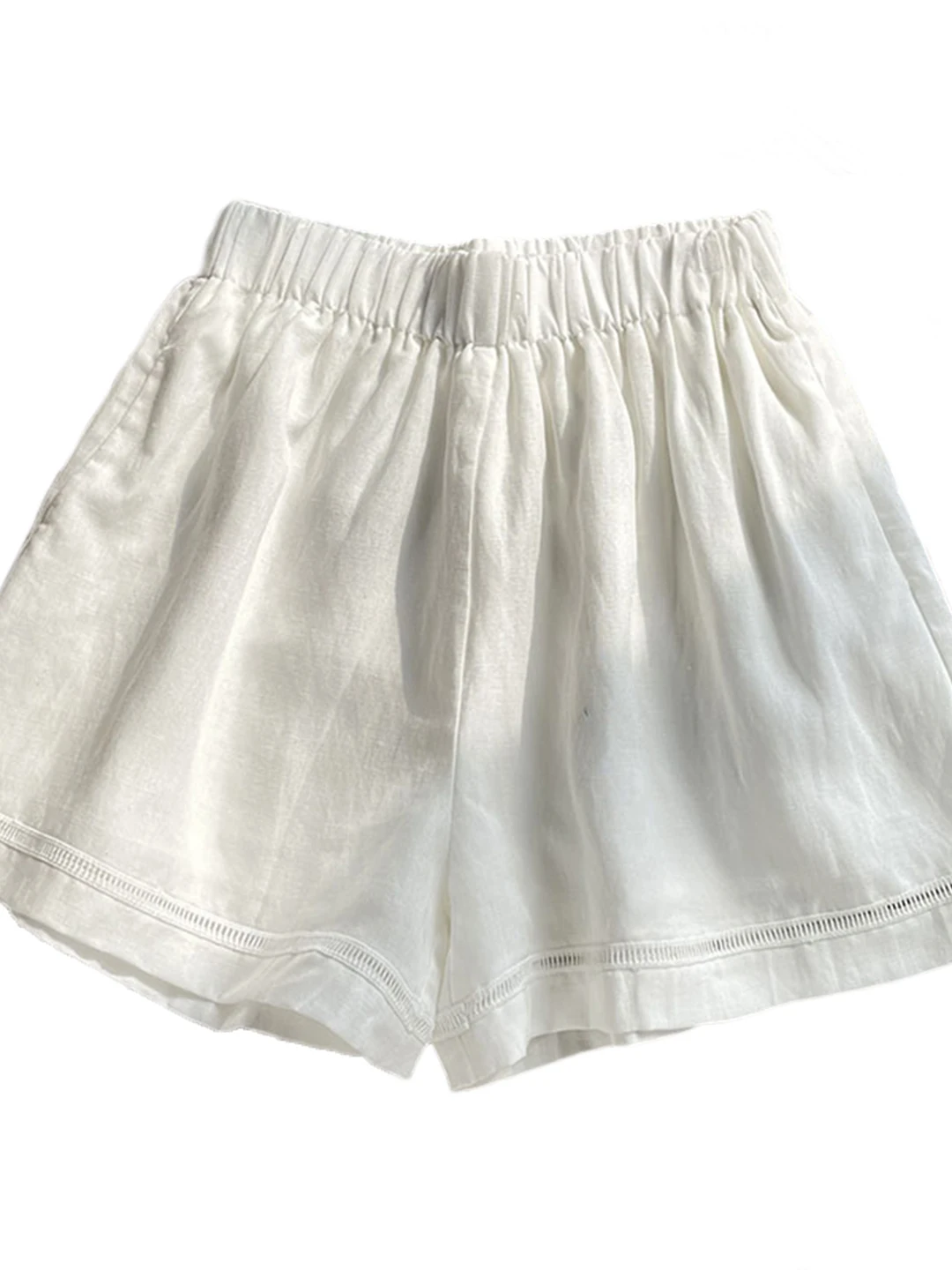 Spodnie damskie z wysokim stanem, z wycięciami, szerokie nogawki, letnie, cienkie, luźne, lniane, codzienne, bawełniane, w kształcie litery A, krótkie spódnico-spodnie.