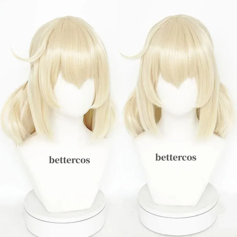 가발 금발 내열성 합성 머리 Klee 코스프레 + 가발 모자