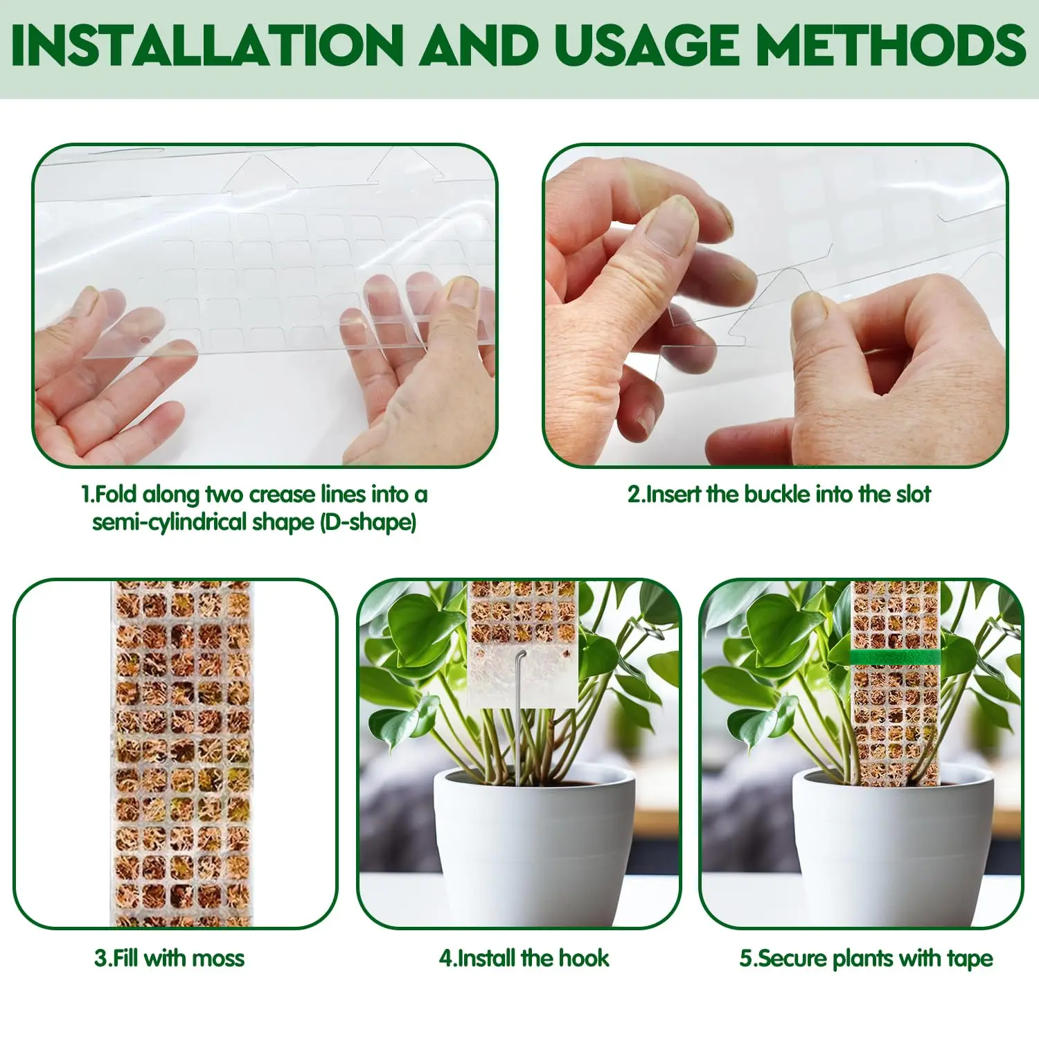 2/4/6Pcs Climbing Plant Water Moss Column Indoor Moss Pole Plants Plastic Pole for Sphagnum Support Potted Plants Sticks Creeper