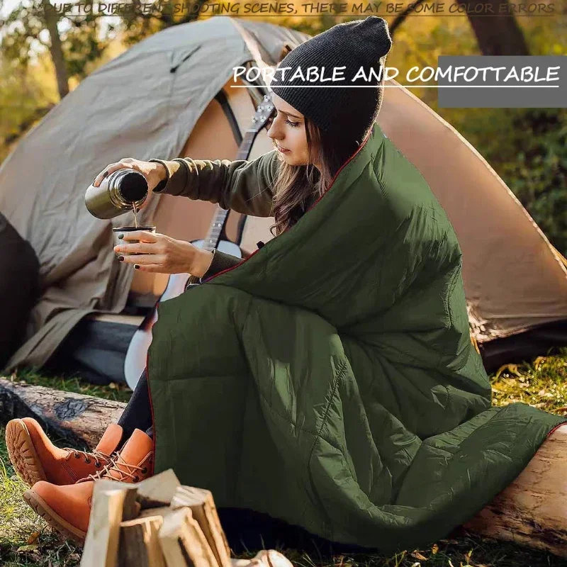 Outdoor Windproof  Cold Weather Outdoor Blanket Wearable Water-resistant Down Camping Blanket Cozy Traveling Anywhere Modern