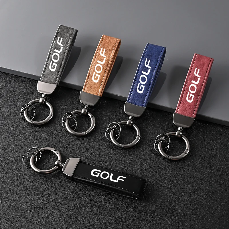 Suede Car Keychain Ring Vintage Leather Zinc Alloy Car Key Chain for Volkswagen VW Golf 4 5 6 7 8 mk4 mk5 mk6 mk7 mk8 Accessory