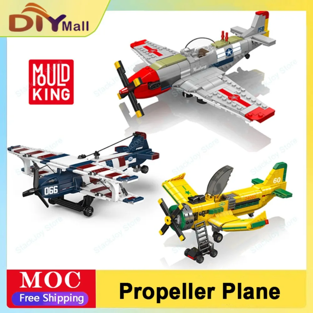 

Mold King Военная серия Американский биплан P-5ID Mustang Истребитель Бомбардировщик Модель Технология Самолет Кирпич Сборка Развивающая игрушка