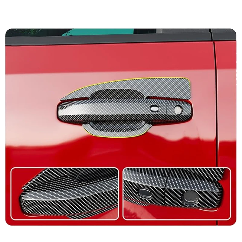 ⭐Genuine⭐ Intelligent Door Bowl Handle Cover For Chevrolet Silverado 2020-2024 Carbon Fiber Chrome Silver Glossy Black Styling - view 4