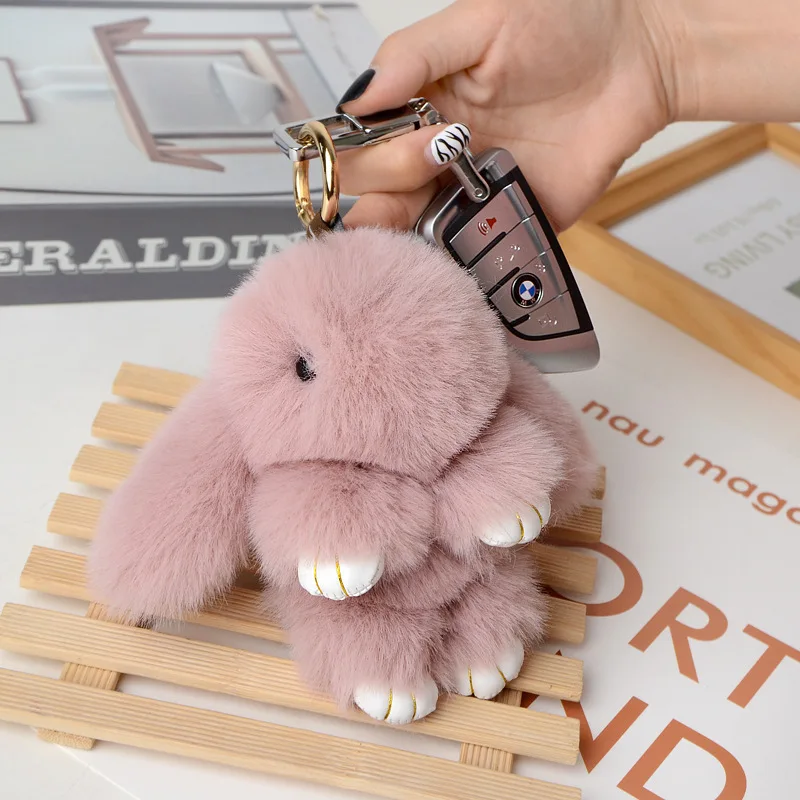 15CM Imitatie Otter Konijnenbont Kleine Konijnentas Hanger Grote Konijn Pluche Auto Accessoire Pluche Speelgoed Sleutelhanger
