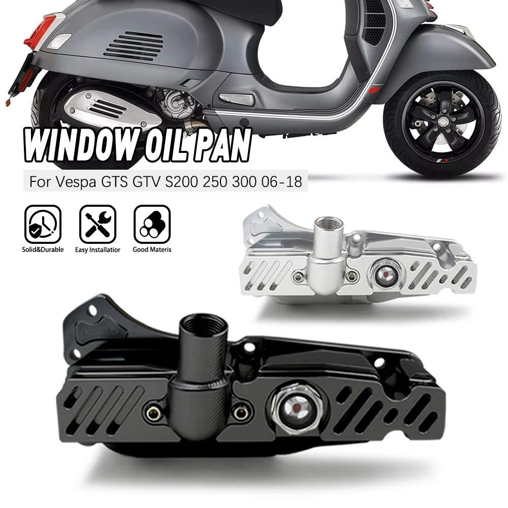 

Motorcycle Oil Pan Aluminum Clear Visible Oils Bottom Potn For Vespa GTS GTV S200 250 300 2006-2018
