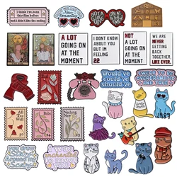 31 Styles Music Singers Creative Enamel Pins Cute Scarf Guitar Cat Brooches Clothes Lapel Badge Accessories Gift for Music Lover