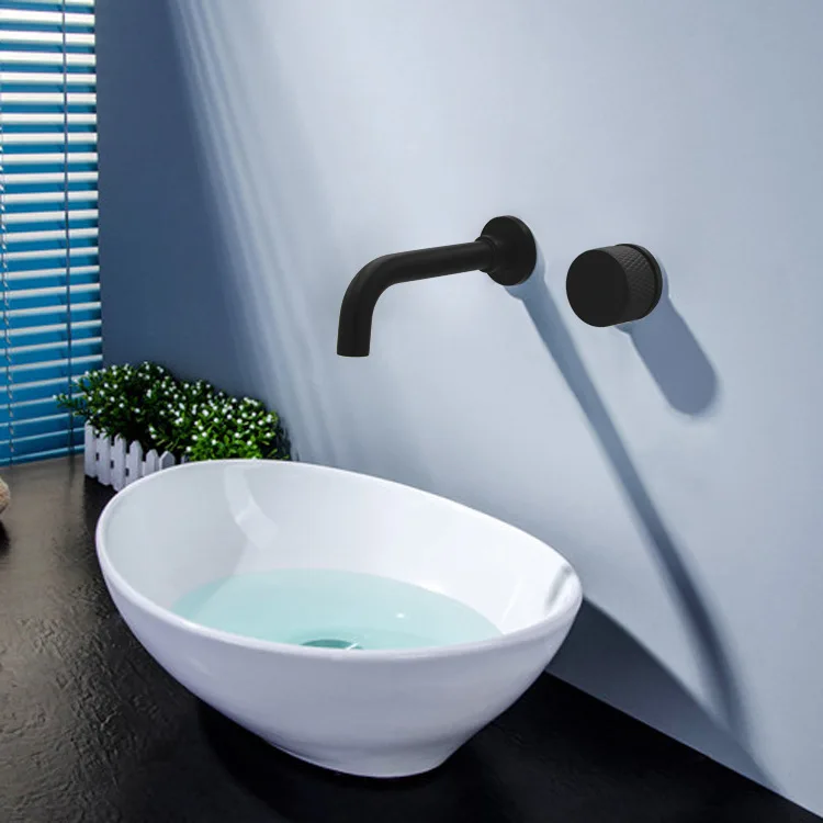 

Brass Single Handle Two Hole Wall Mounted Bathroom Basin Faucet With Embedded Box Hot Cold Mixer Tap Gun Grey Basin Faucet