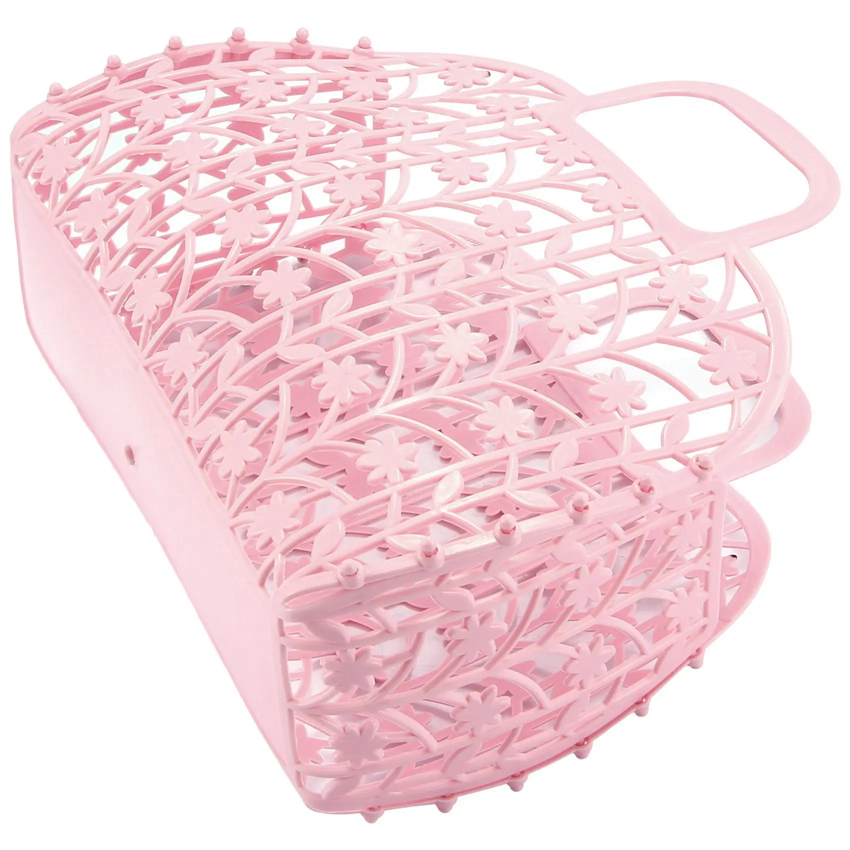 AB45 2X Bathroom Hollow Washing Storage Basket Removable Shower Basket Plastic Bath Basket Shopping Basket Storage Pink