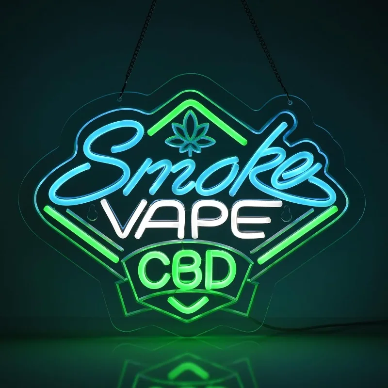 

Smoke and Vape Shop Neon Hanging Wall Decor for Smoking Lounge Bar Bar Retail Store Men's Cave Party Decor, USB Powered Dimmable