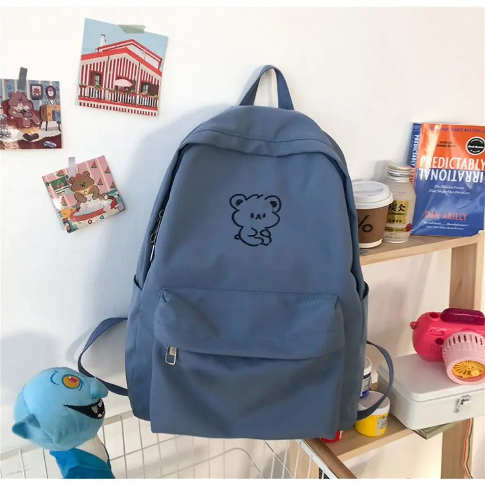 

Casual Oxford Student Schoolbag Large Capacity Solid Color Laptop Rucksack Lightweight Wear-resistant Travel Backpack
