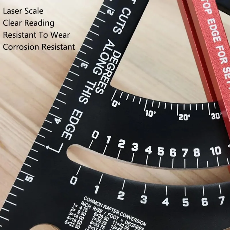 with 2 Pencils Woodworking  7 Inch Carpenter  80° Angle Adjustable Combination Triangle Ruler Rafter