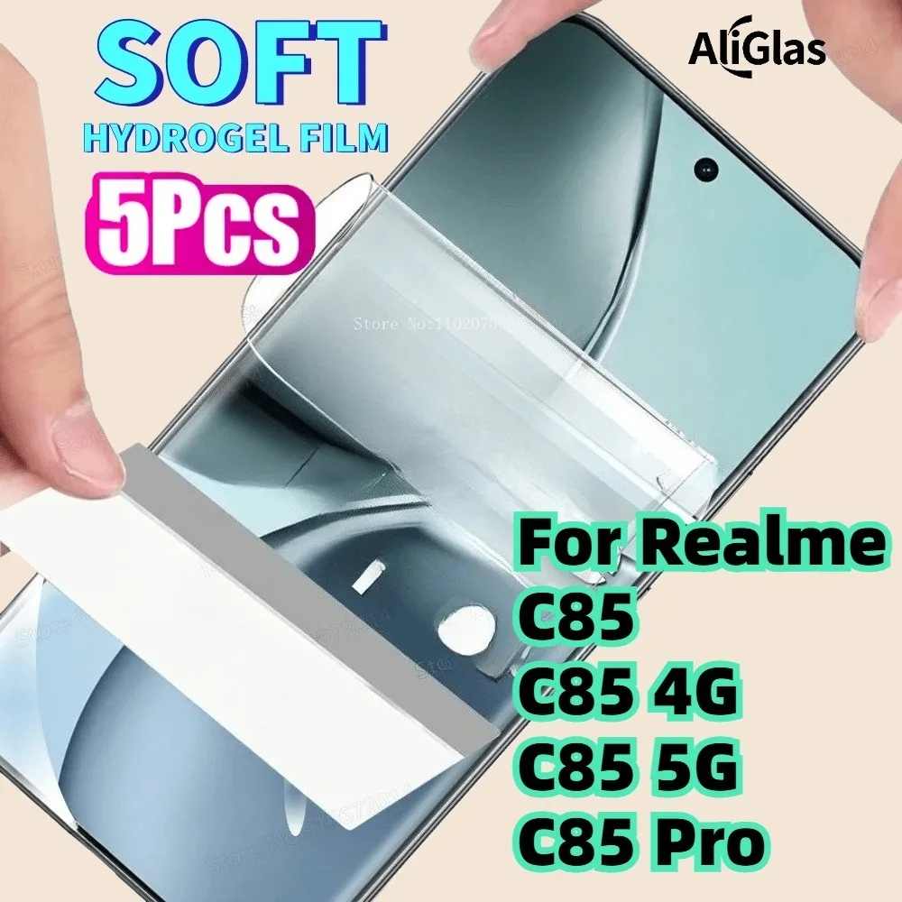 Película de Gel de agua muy transparente, 5 uds., adecuada para OPPO Realme C85 Pro C85 4G C85 5G, protectores de pantalla brillantes, hidrogel, no película de vidrio