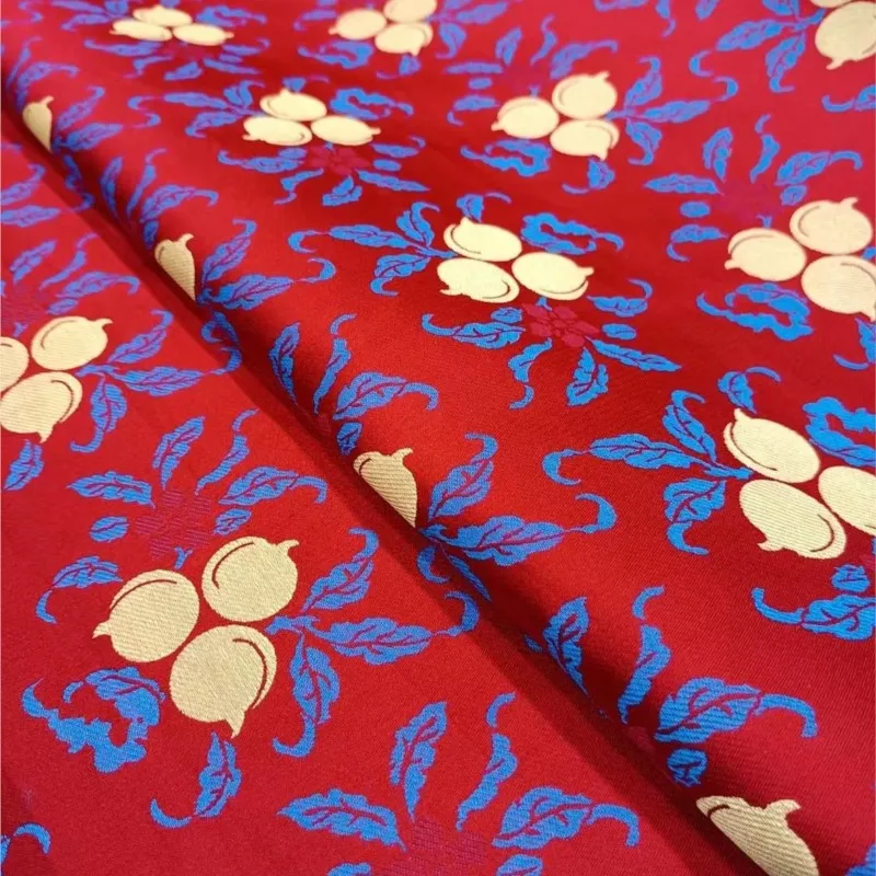 38 M Tang 100% Mulberry Silk 140 Width Han Clothing Cheongsam Red Wedding Clothes High-Quality Yarn-Dyed Noble Fabric