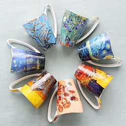 New Style Van Gogh Cup Blue Starry Sunflower Flower Coffee Mug Art Paintings Ceramic Bone China Cup Mugs Coffee Cups Tumbler Cup