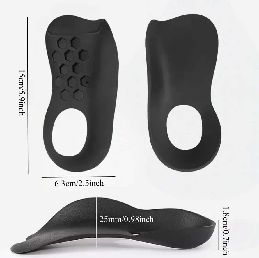 4 قطع من النعال الصحيحة بنصف قوس لدعم القوس - نعال أحذية تقويم العظام، دعم قوس عالي للأخمص