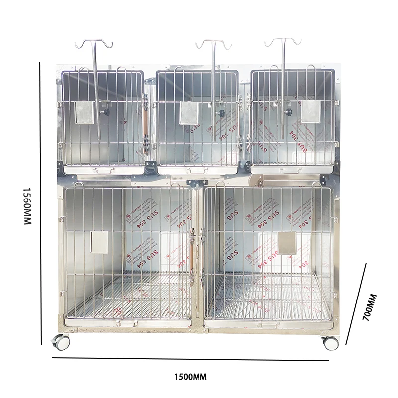 

Stainless Steel Veterinary Dog Combination Cage Pet Display Animal Clinic Large Kennel Vet Cage ICU Cage