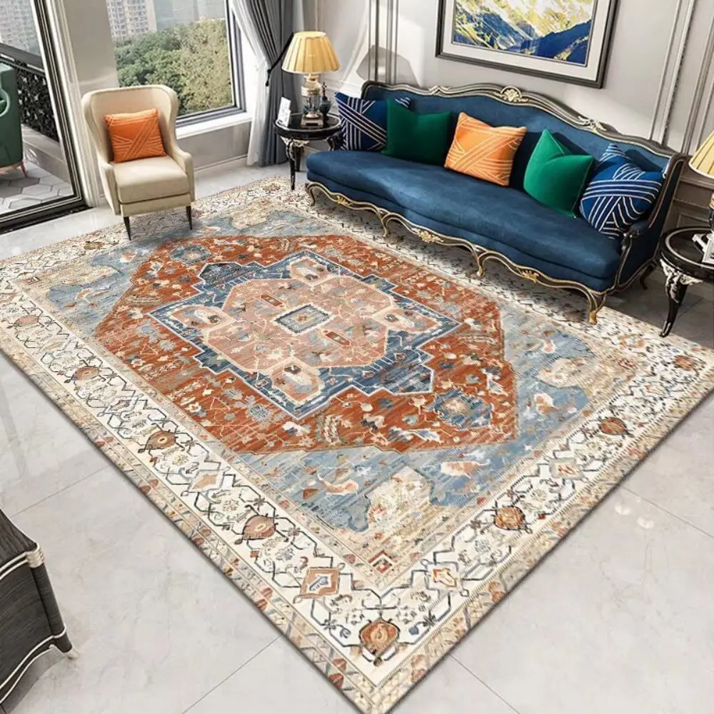 VIKAMA Boho Washed Back Imitation Cashmere Carpet Living Room Bedroom Thermal Non-Slip Mat Home Decor Machine Washable Folding