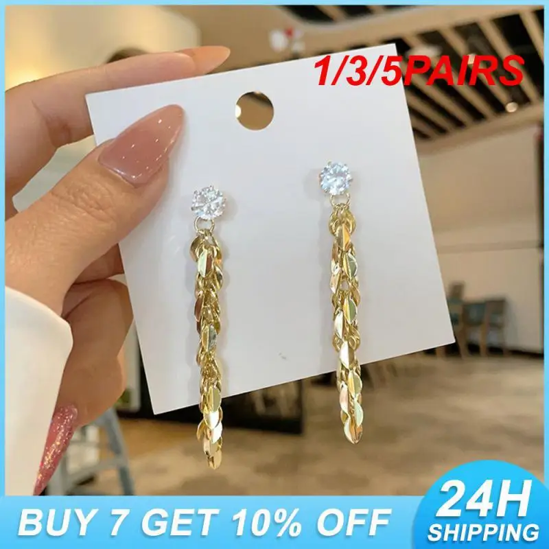 1/3/5PAIRS Shiny Silver Pin Earrings High Quality Ladies Zircon Stud Earrings Female Earrings Best Selling Accessories 5g