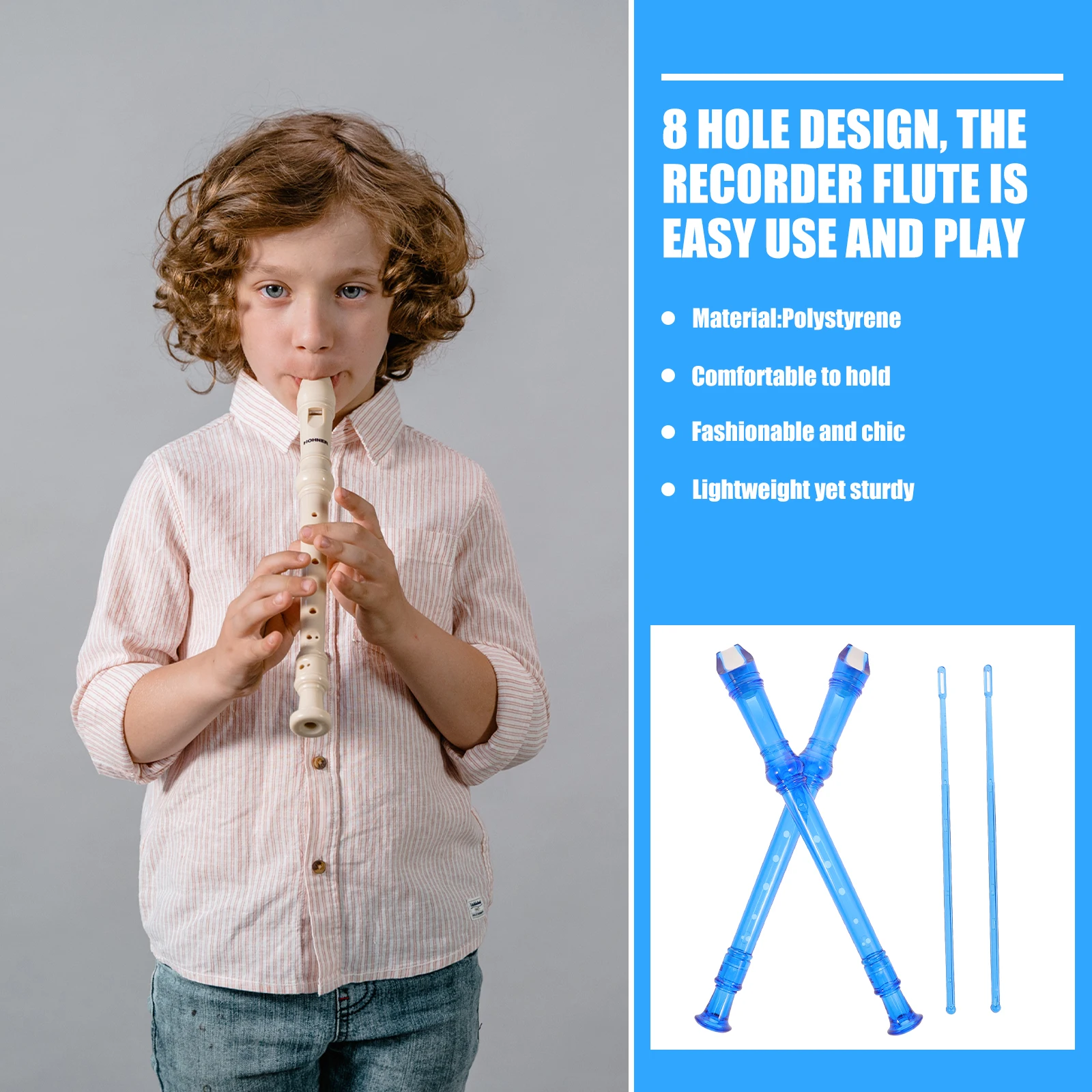 

2 Pcs Recorder Instrument for Kids Playing Musical Instruments Aldult Blue Child