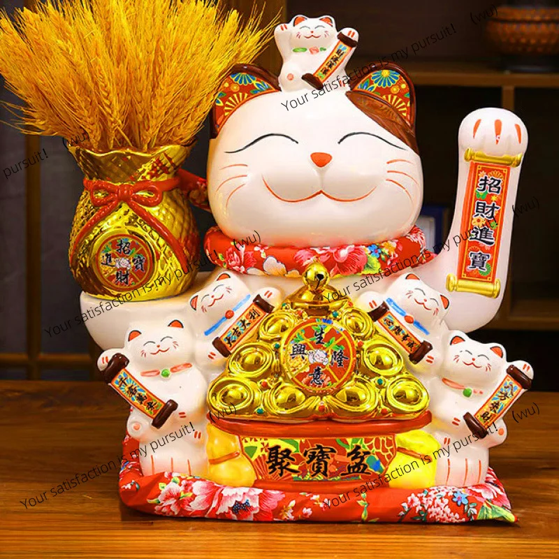 Cat automatic beckoning ornament business is booming, opening gifts make a fortune, cat shaking hand cashier front desk