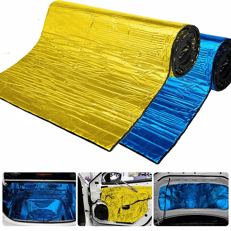 100 * 50 automotive soundproof cotton self-adhesive aluminum foil shock-absorbing insulation pad engine hood blue insulation cot