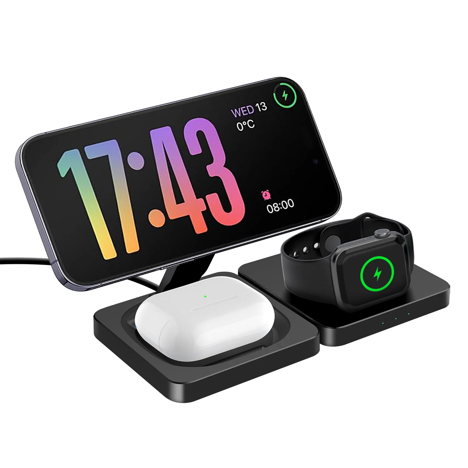 3 in 1 Charging Station for iPhone 16 15 14 Airpods 4 3 iWatch 10 Foldable Magnetic Wireless Charger Dock Travel Charging Pad